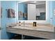 Stylish bathroom featuring a granite countertop, modern fixtures, and a well-lit mirror at 7200 Ocean Blvd. N # 664, Myrtle Beach, SC 29572