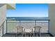 Balcony with ocean views and two chairs, perfect for enjoying the scenery at 1105 South Ocean Blvd. # 806, Myrtle Beach, SC 29577