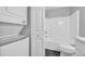 This bathroom has a shower and tub combo and a modern, energy-efficient washer and dryer at 1260 White Tree Ln. # F, Myrtle Beach, SC 29588