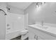 This bathroom has a shower and tub combo and a modern vanity with a white countertop at 1260 White Tree Ln. # F, Myrtle Beach, SC 29588