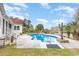 Private swimming pool with a spacious deck area that offers a relaxing backyard getaway at 128 Causey St., Myrtle Beach, SC 29577