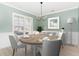 Cozy dining room features modern lighting, wainscoting, a round table, and a large window at 1827 Parish Way, Myrtle Beach, SC 29577