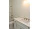 Bathroom featuring a tub shower combo, toilet, and a modern vanity with a white countertop at 2212 Dykman Circle, Little River, SC 29566