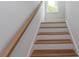Stairway showcasing wood treads, white risers, and a light wood handrail, leading to the upper level at 2212 Dykman Circle, Little River, SC 29566