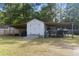 Spacious white storage shed with covered parking, providing ample space for tools and equipment at 228 Hopeland St., Pawleys Island, SC 29585