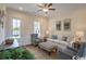 Comfortable living room filled with natural light, a ceiling fan, modern furniture, and an area rug at 2800 Cook Circle # C, Myrtle Beach, SC 29577