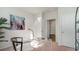 Bright home office featuring a clear desk, artistic decor, and plush carpeted floor at 311 Glade Ct., Loris, SC 29569