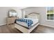 Comfortable bedroom with wood floors, natural light, and a relaxing beach scene displayed on the TV at 408 Chesterfield Ct., Myrtle Beach, SC 29577