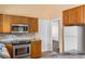 The modern kitchen features stainless appliances, granite countertops, and tile backsplash at 408 Chesterfield Ct., Myrtle Beach, SC 29577