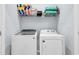 Laundry area featuring modern washer and dryer, with storage shelving above at 4698 Cloisters Ln., Myrtle Beach, SC 29577