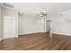 Open-concept living room featuring modern flooring, recessed lighting, and a ceiling fan at 605 Carter Reid Ct., Longs, SC 29568