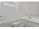 Bathroom with shower/tub combo, single sink vanity, and neutral colors at 609 Carter Reid Ct., Longs, SC 29568