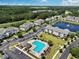 Aerial view of condos, pool, and lake in a beautifully landscaped community at 6203 Catalina Dr. # 1832, North Myrtle Beach, SC 29582