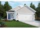 Charming single-story home featuring a two-car garage, beautifully landscaped yard, and a welcoming blue front door at 862 Cypress Preserve Circle, Longs, SC 29568