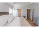 Bedroom featuring a sliding barn door and modern decor at Simpson Creek Dr., Loris, SC 29569
