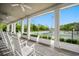 Covered porch seating overlooking community tennis courts and lush greenery, ideal for relaxation and enjoying outdoor activities at 109 Pioneer Loop, Georgetown, SC 29440