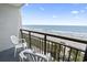 Enjoy the view of the beach from this condo's balcony, complete with seating for relaxing and enjoying the ocean breeze at 1501 South Ocean Blvd. # 643, Myrtle Beach, SC 29577