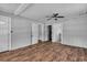 Bright living room featuring wood-look floors and a ceiling fan at 1800 9Th Ave., Conway, SC 29527