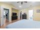 Main bedroom with large television, closet, and doorway to the bathroom at 255 Tibton Circle, Myrtle Beach, SC 29588