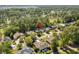 Residential neighborhood aerial view featuring mature tree coverage and manicured lawns at 3157 Hermitage Dr., Little River, SC 29566