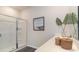 Well-lit bathroom showcasing modern shower, quartz countertop and stylish decor at 418 Glade Ct., Loris, SC 29569