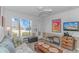 Cozy living room with a comfortable sofa, a large window view, and coastal-themed decor for a relaxing atmosphere at 4516 Seaview St. # 135, North Myrtle Beach, SC 29582