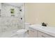 Modern bathroom featuring a white shower, sleek toilet, and contemporary vanity at 509 S Rosemary Ave., Andrews, SC 29510