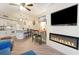 View of modern living space featuring a fireplace, kitchenette, and seating at 5523 N Ocean Blvd. # 1201, Myrtle Beach, SC 29577