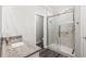 Bathroom featuring a glass door shower and granite countertops at 6001- 5432 S Kings Highway, Myrtle Beach, SC 29575