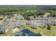 Aerial view of complex with lush landscape, community pool, and a nearby golf course at 673 Tupelo Ln. # G, Longs, SC 29568