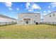 Rear exterior view showing the covered patio and fenced backyard for added privacy at 1015 Saltgrass Way, Myrtle Beach, SC 29588