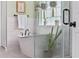 Charming bathroom boasts a modern soaking tub, glass shower, and stylish decor, creating a relaxing space at 1028 Whooping Crane Dr., Conway, SC 29526