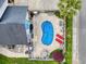 Aerial view of backyard swimming pool with patio at 106 Willow Ridge Rd., Myrtle Beach, SC 29588
