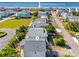 Aerial view of a neighborhood with private beach access on Seaside Drive at 118 Seaside St., Holden Beach, NC 28462