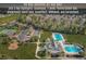 Aerial view of community amenities: clubhouse, two pools, tennis/pickle ball, playground, event area, basketball, etc at 156 Summerlight Dr., Murrells Inlet, SC 29576