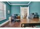 Stylish home office with hardwood floors, shuttered windows, and ample workspace at 2004 Crow Field Ct., Myrtle Beach, SC 29579
