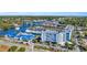 Elevated view of marina and waterfront property, featuring boat docks, complex buildings, and surrounding waterway at 2100 Sea Mountain Hwy. # 224, North Myrtle Beach, SC 29582