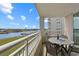 Inviting balcony with seating, overlooking the waterway and boat docks at 2151 Bridgeview Ct. # 3-405, North Myrtle Beach, SC 29582