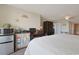 Inviting bedroom featuring a mini kitchen, workspace, and a cozy interior design at 2151 Bridgeview Ct. # 3-405, North Myrtle Beach, SC 29582