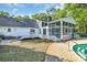 Expansive backyard featuring a screened porch, deck, in-ground pool, and lush greenery for outdoor enjoyment at 217 Myrtle Ln., Myrtle Beach, SC 29572