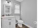 Clean, well-lit half bathroom with modern vanity, toilet, and neutral decor, great for guests at 217 Myrtle Ln., Myrtle Beach, SC 29572