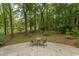 Secluded backyard patio with table and chairs surrounded by lush greenery at 4535 Carriage Run Circle, Murrells Inlet, SC 29576