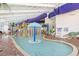 Indoor pool area with shallow water fountain feature and gator decoration, ideal for families at 5200 N Ocean Blvd. # 833, Myrtle Beach, SC 29577