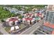 Aerial view of the condos showcasing circular design, swimming pool, parking, and surrounding neighborhood at 609 Hillside Dr. S # C-16, North Myrtle Beach, SC 29582