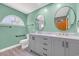 A stylish bathroom featuring marble-style tiling, modern fixtures, and a vanity at 1014 Academy Dr., Conway, SC 29526