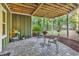 Paver patio with outdoor table and seating overlooking the backyard landscape at 1033 Tuckers Rd., Pawleys Island, SC 29585