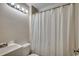 Bathroom featuring a vanity, toilet, and shower with a white shower curtain at 107 Azalea Dr., Conway, SC 29526