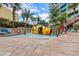 Fun splash pad featuring a submarine and colorful water features for to enjoy at 1105 S Ocean Blvd. # 1024, Myrtle Beach, SC 29572