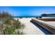 Beautiful beach scene with white sand, blue water, and pier in the distance at 126 N Waccamaw Dr. # 101, Garden City Beach, SC 29576