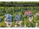 Aerial view of beautiful homes surrounded by lush greenery and mature trees at 130 Hagar Brown Rd., Murrells Inlet, SC 29576
